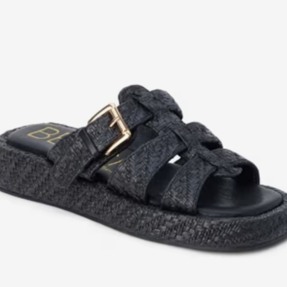 Elegant Black Woven Slide Sandals